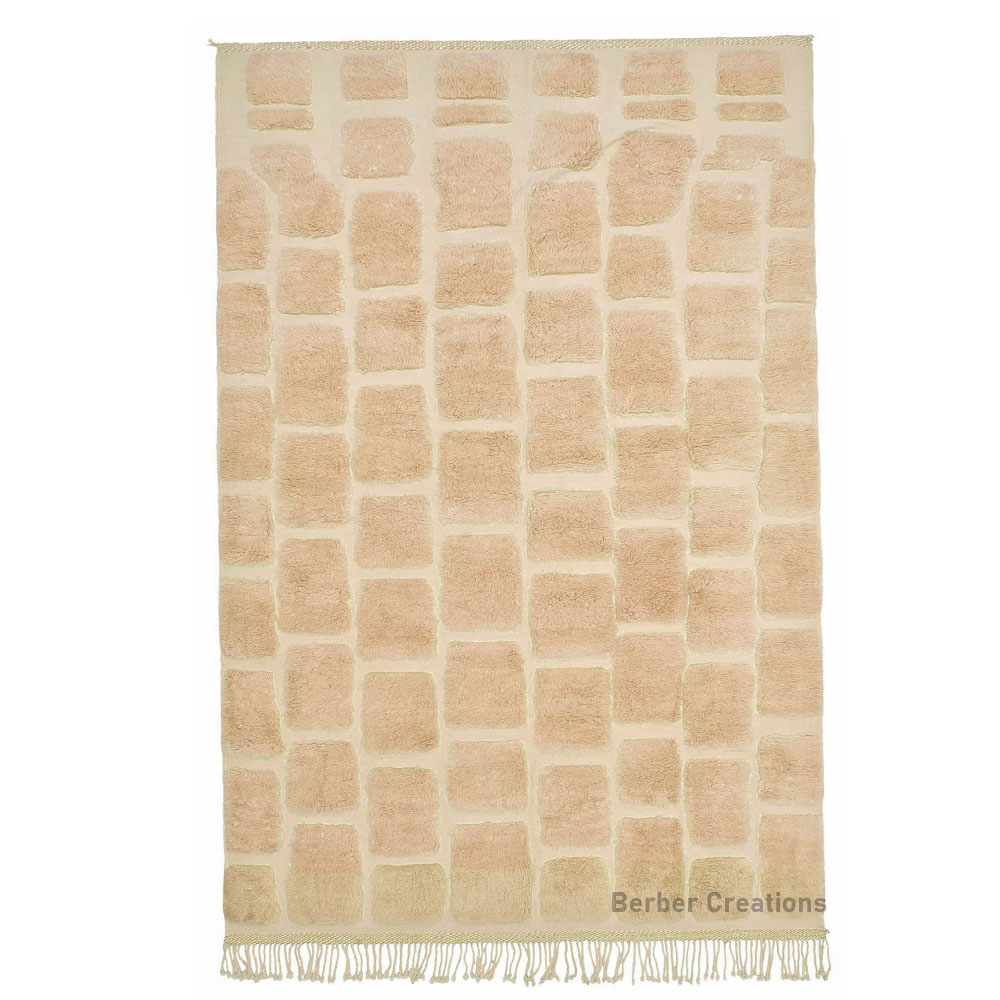moroccan textured wool rug beige