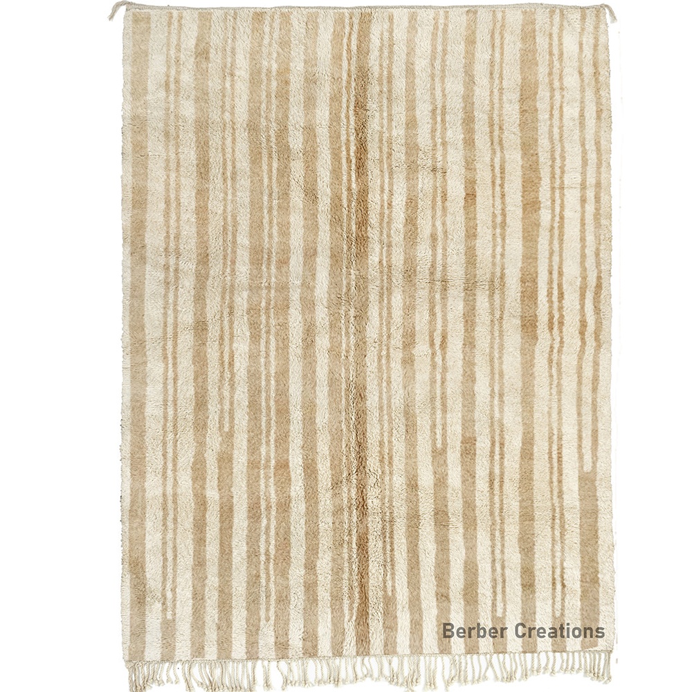 Striped beige moroccan rug