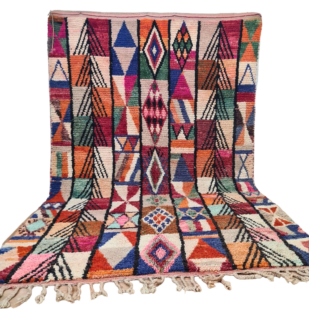 colorful vintage moroccan boujaad rug