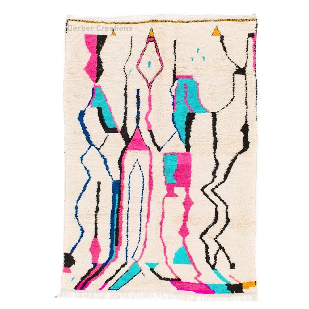 moroccan azilal rug pink and turquoise