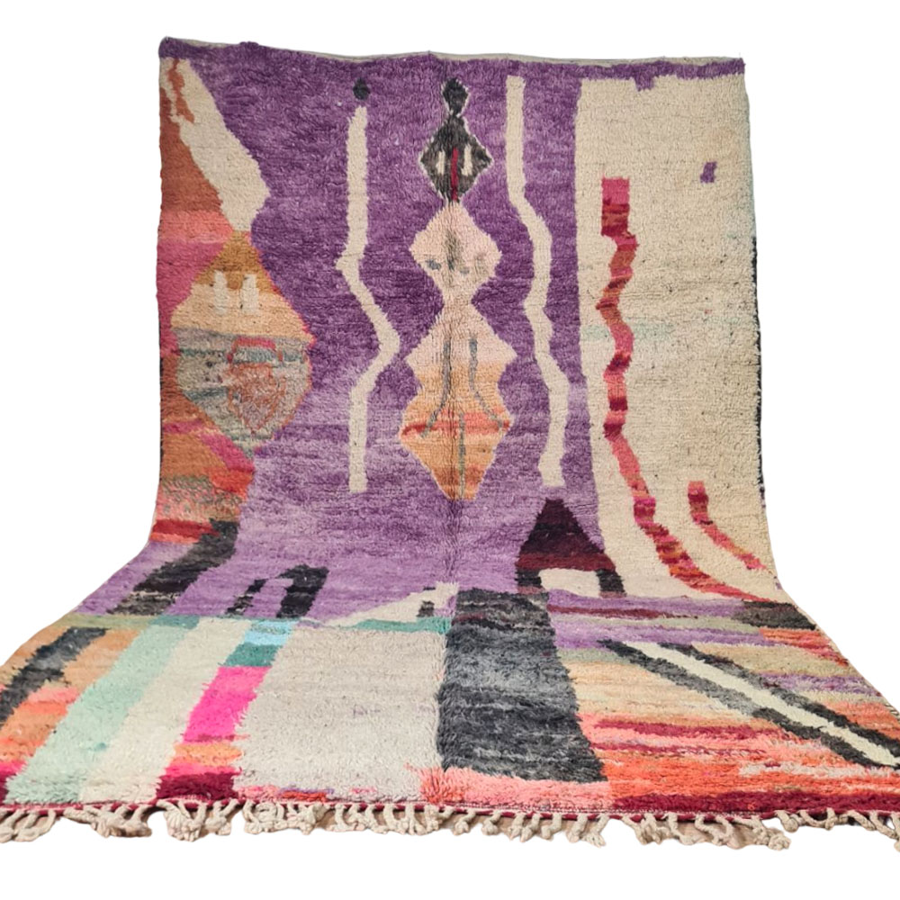 vintage moroccan boujaad rug abstract design