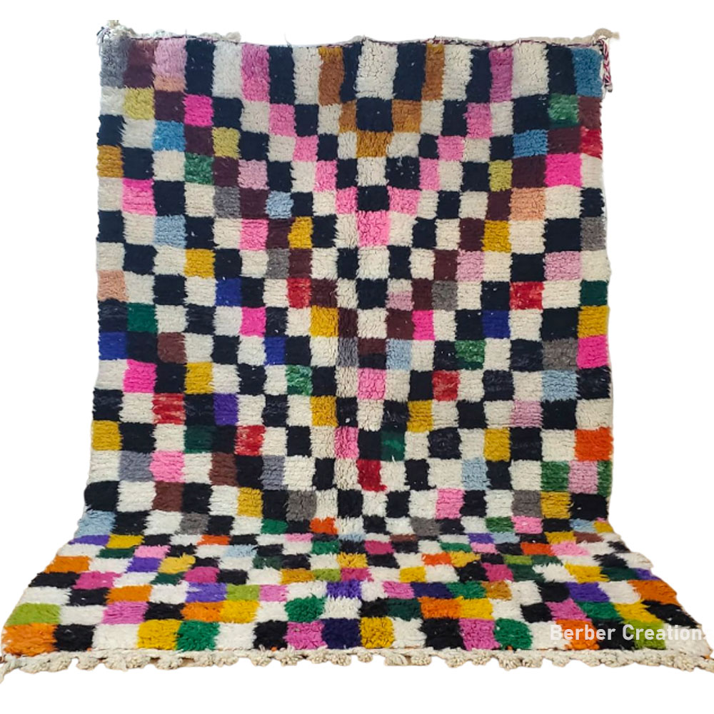 colorful checkered moroccan rug