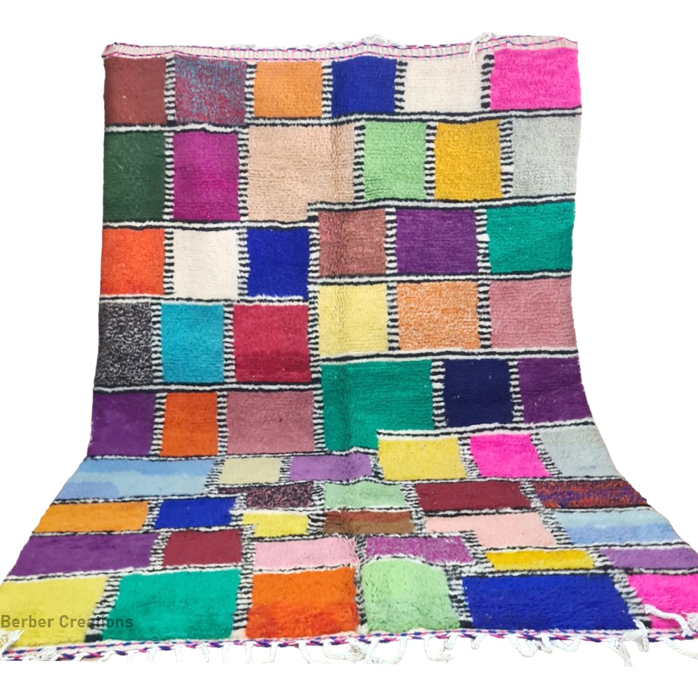 colorful handmade moroccan boho rug