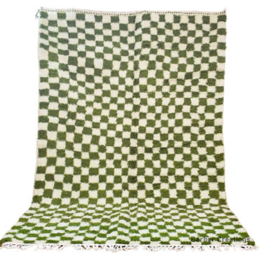 Green Checkered Moroccan Rug 4.9’x 8.2′ – SHADIA