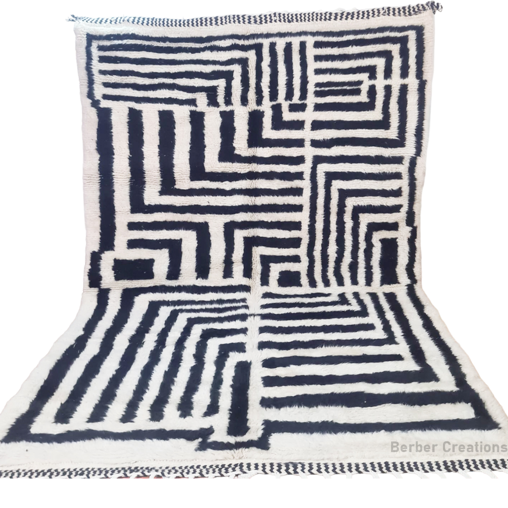 moroccan beni ourain rug black and white