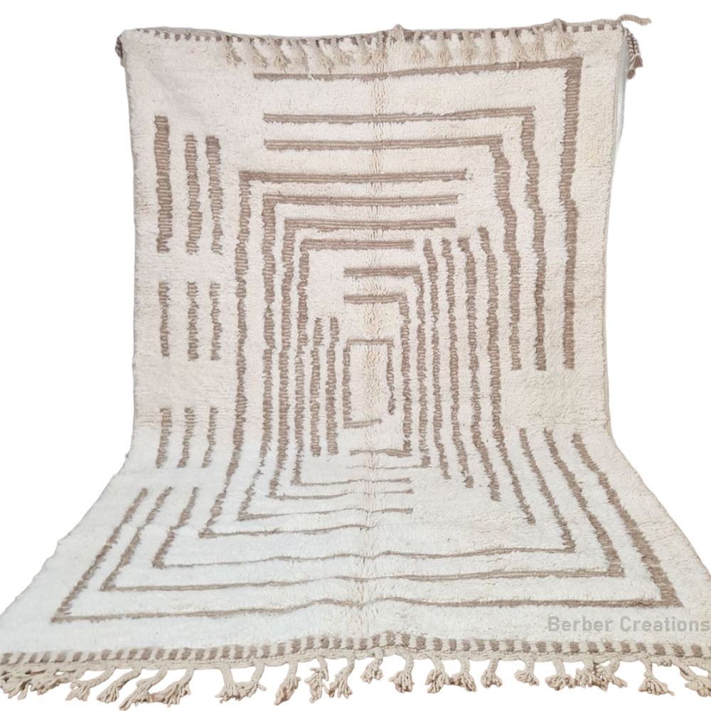 moroccan beni ourain rug white and beige