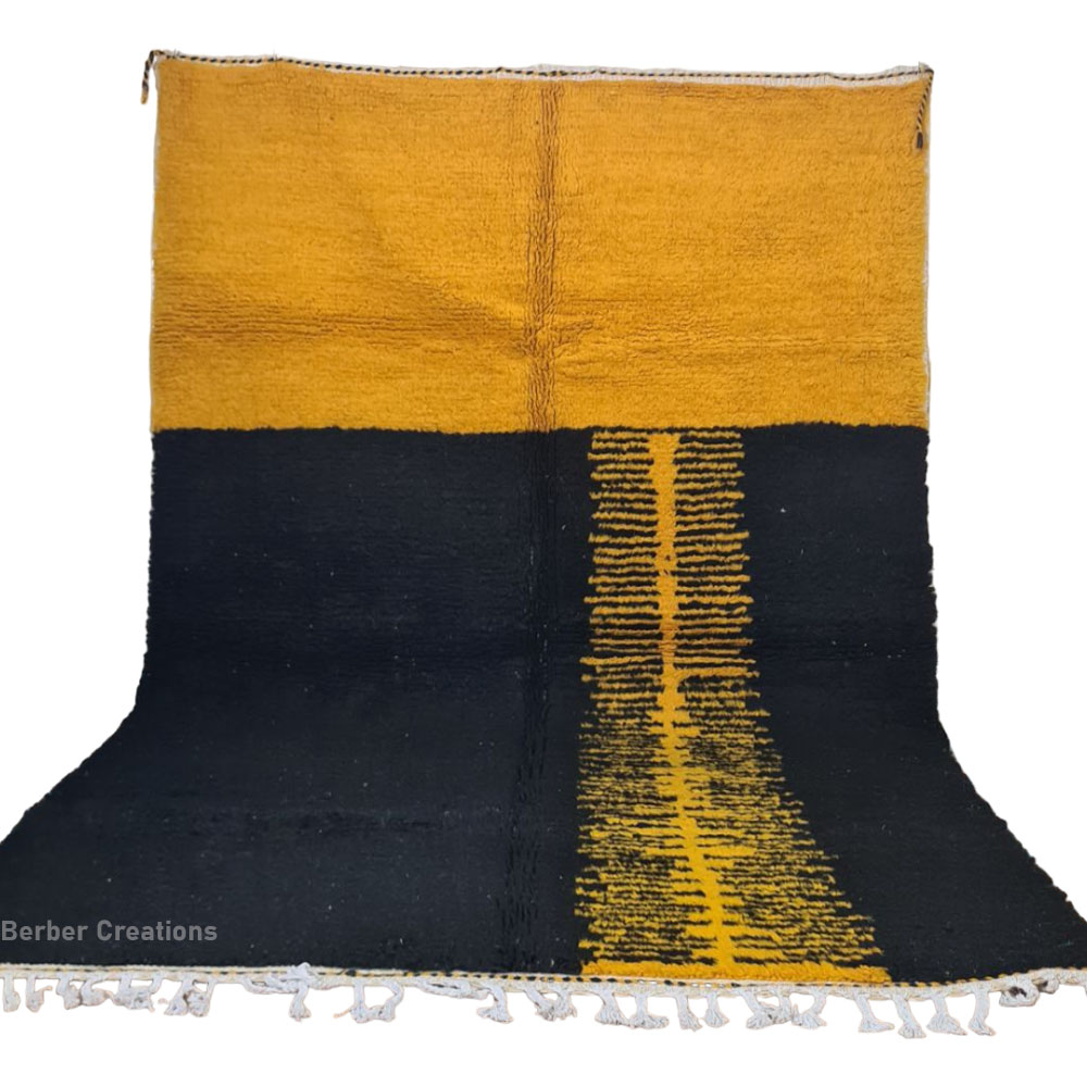 moroccan beni ourain rug yellow and black