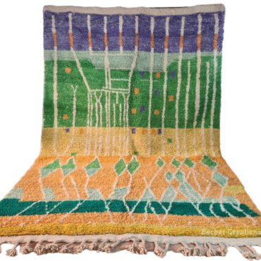 Moroccan Beni Rug Orange and Green  6.5’x9.8′ – MEHDI