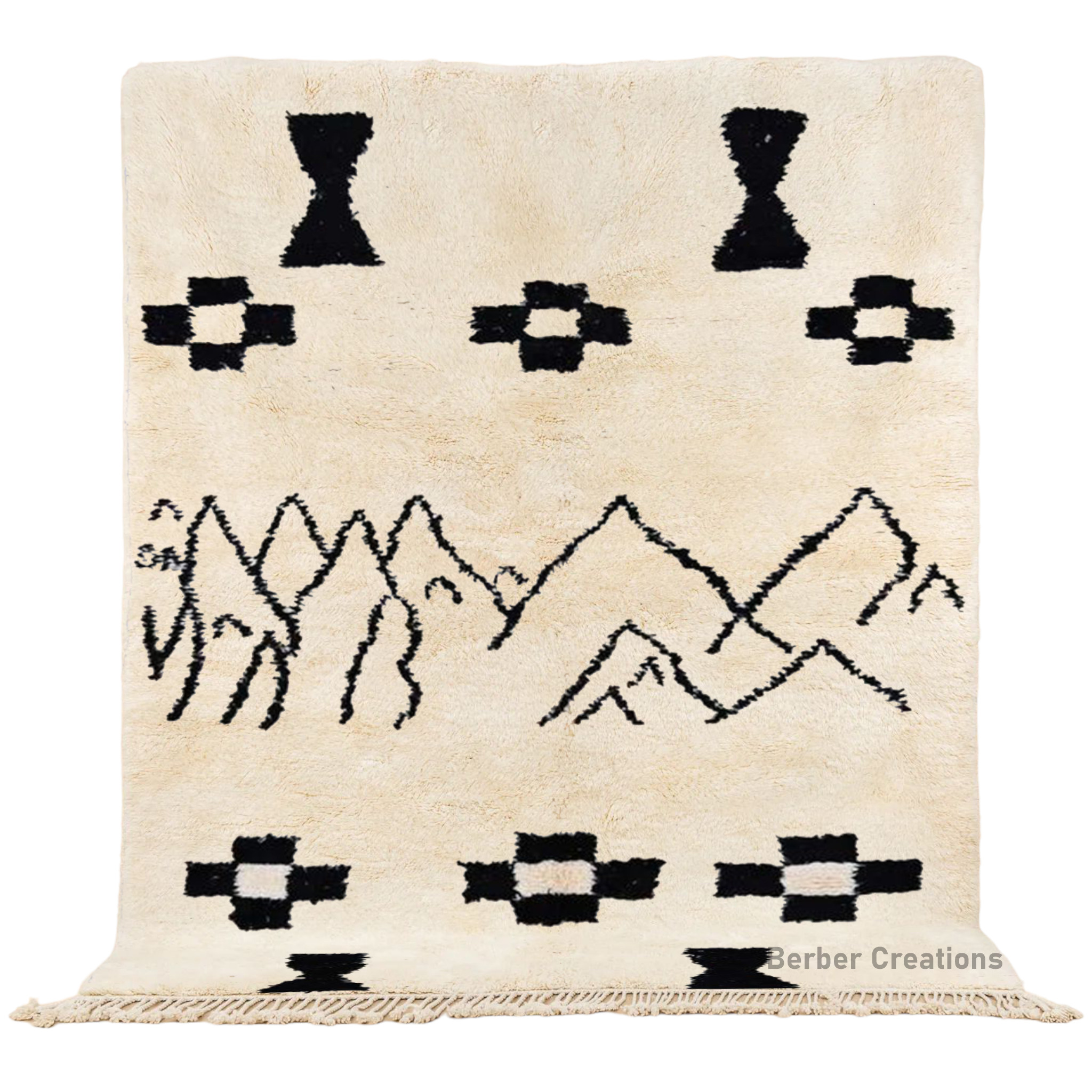 tribal moroccan azilal rug black and white