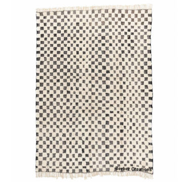 Checkered Moroccan Beni Rug Black and White – MBR0076