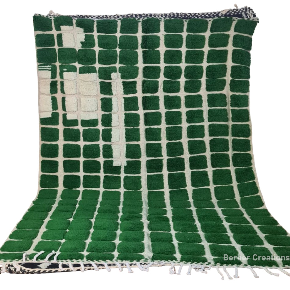 green textured moroccan wool rug