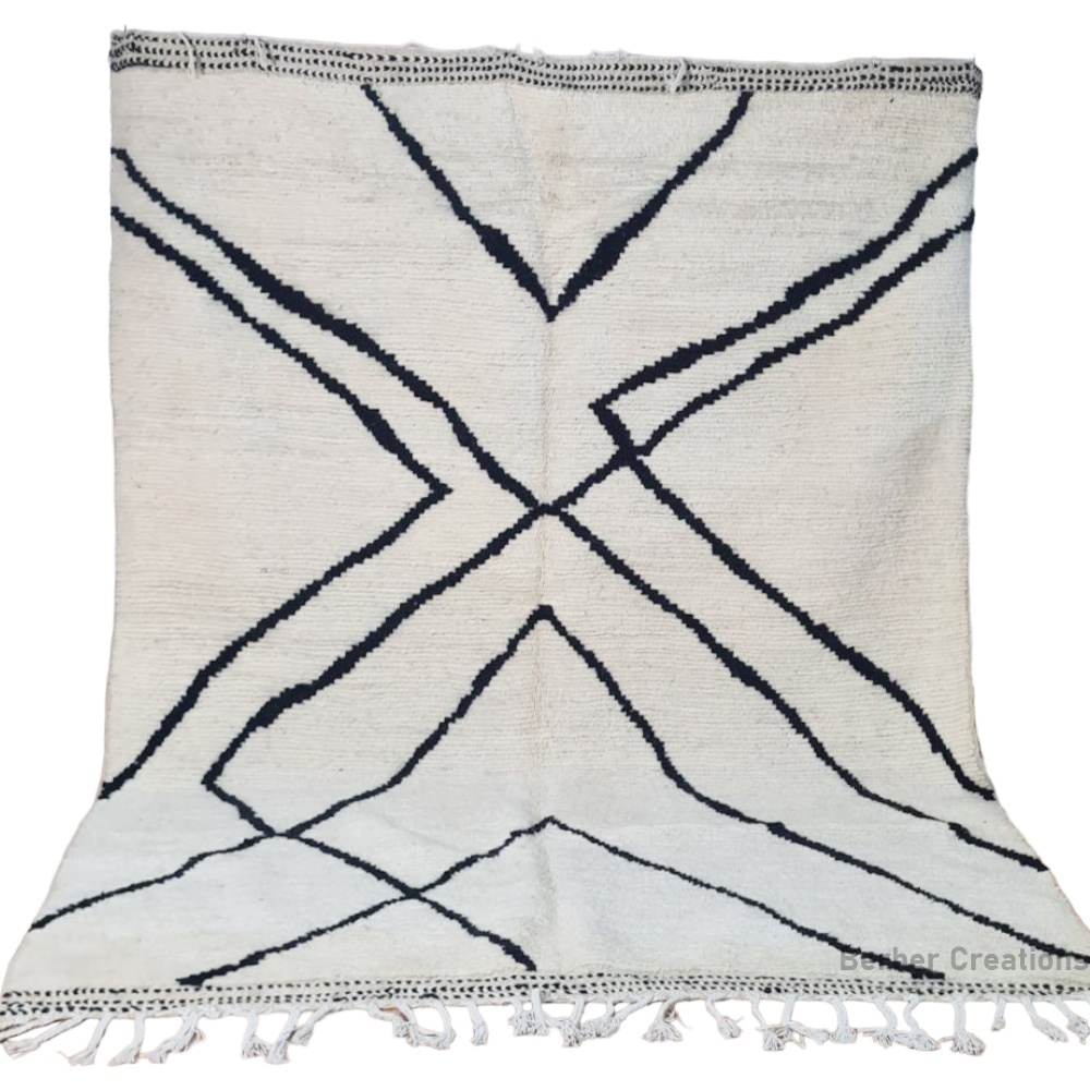 moroccan beni ourain rug black and white