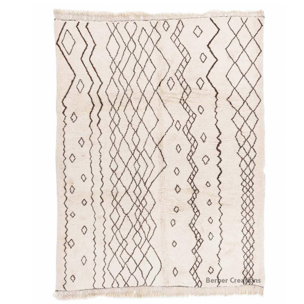 Moroccan beni ourain rug black and white