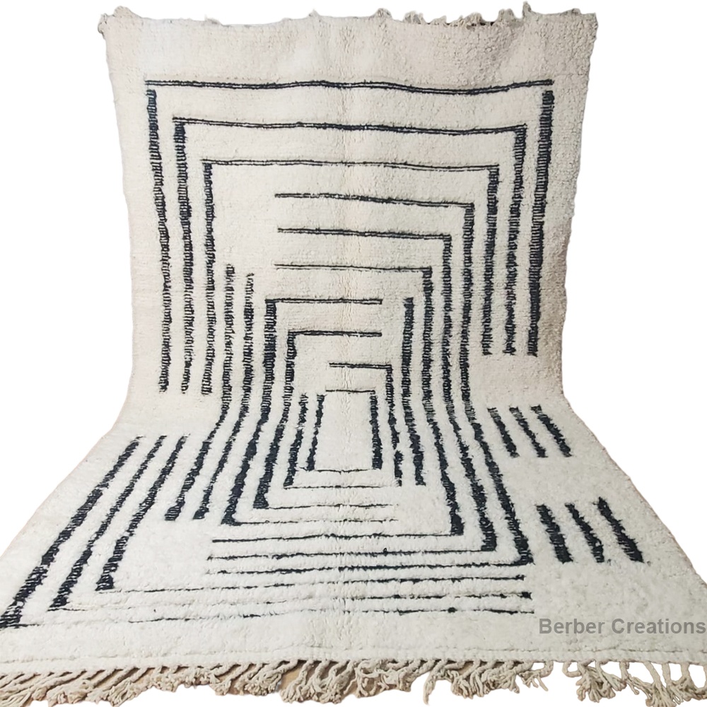 moroccan beni ourain rug black and white