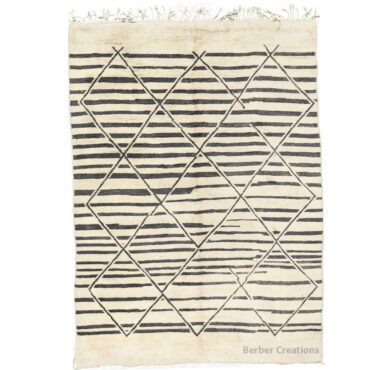 Moroccan Beni Rug Black and White Striped- MB0110