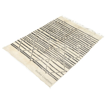 Moroccan Beni Rug Black and White Striped- MB0110