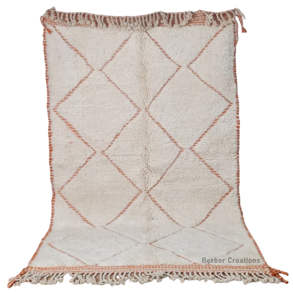 moroccan woll rug white and orange