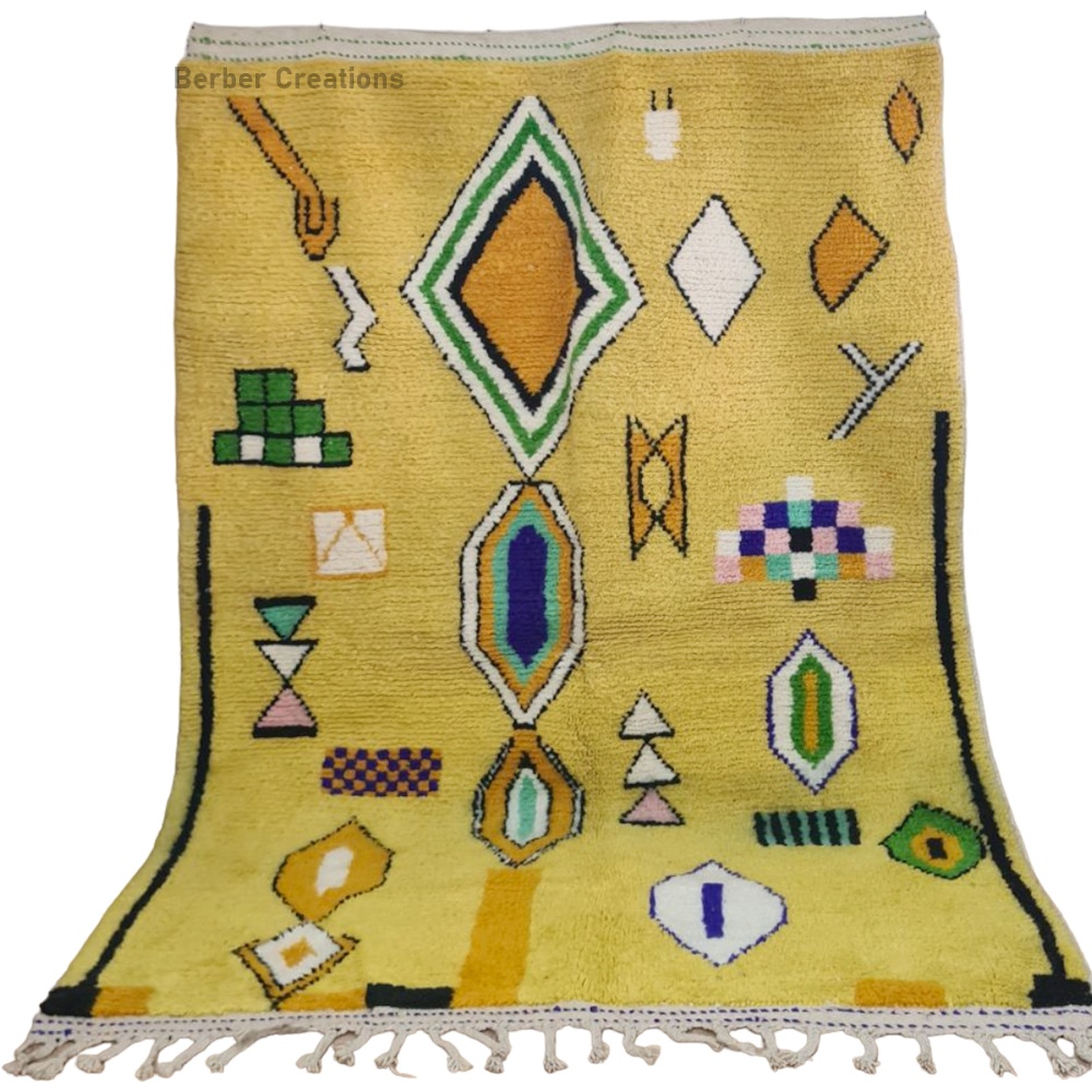 yellow moroccan bohemian rug