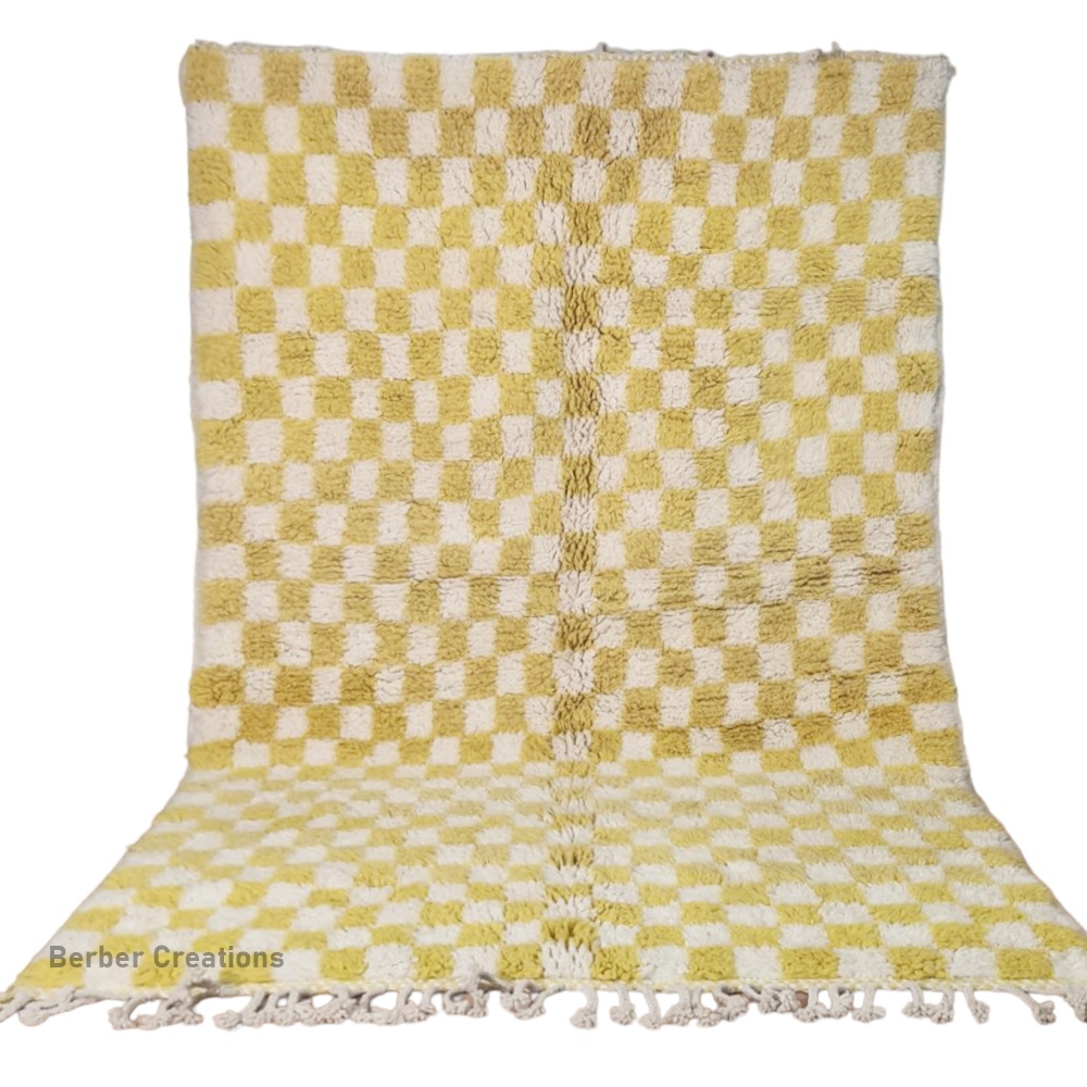 checkered moroccan rug yellow