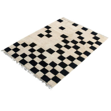 Checkered Moroccan Beni Rug Black and White – MBR0090