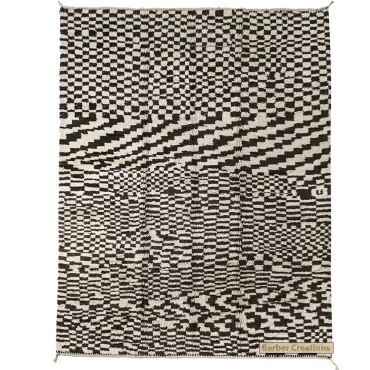 Checkered Moroccan Beni Rug Black and White – MB0117