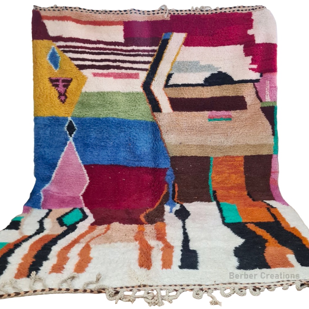 colorful handlade moroccan bohemian rug