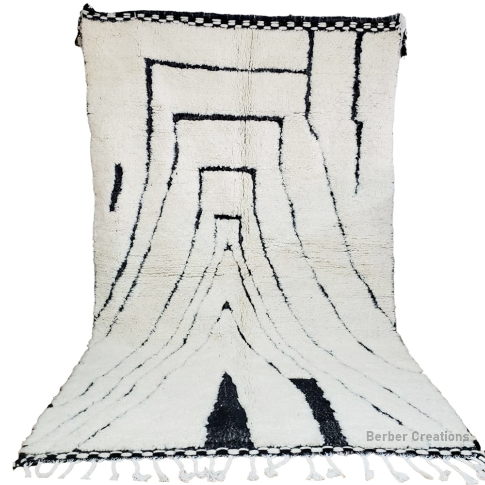 moroccan beni ourain rug black and white