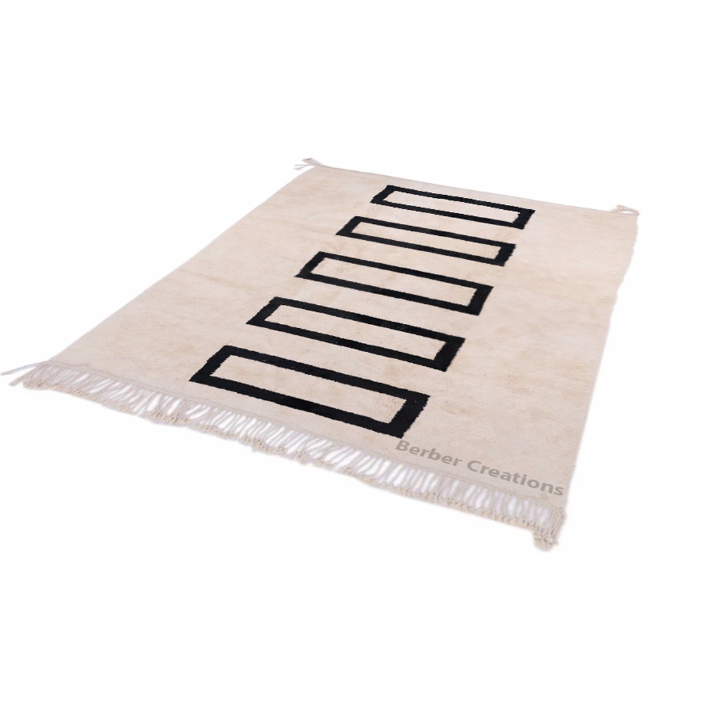 Moroccan Beni Rug Black and White - MB0111 - Image 2