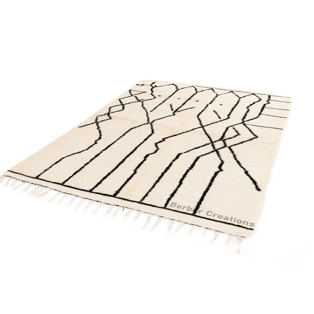 Moroccan Beni Rug Black and White - MBR0012 - Image 2