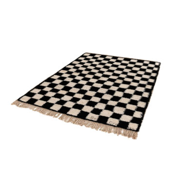 Checkered Moroccan Rug Black and White – MBR0031