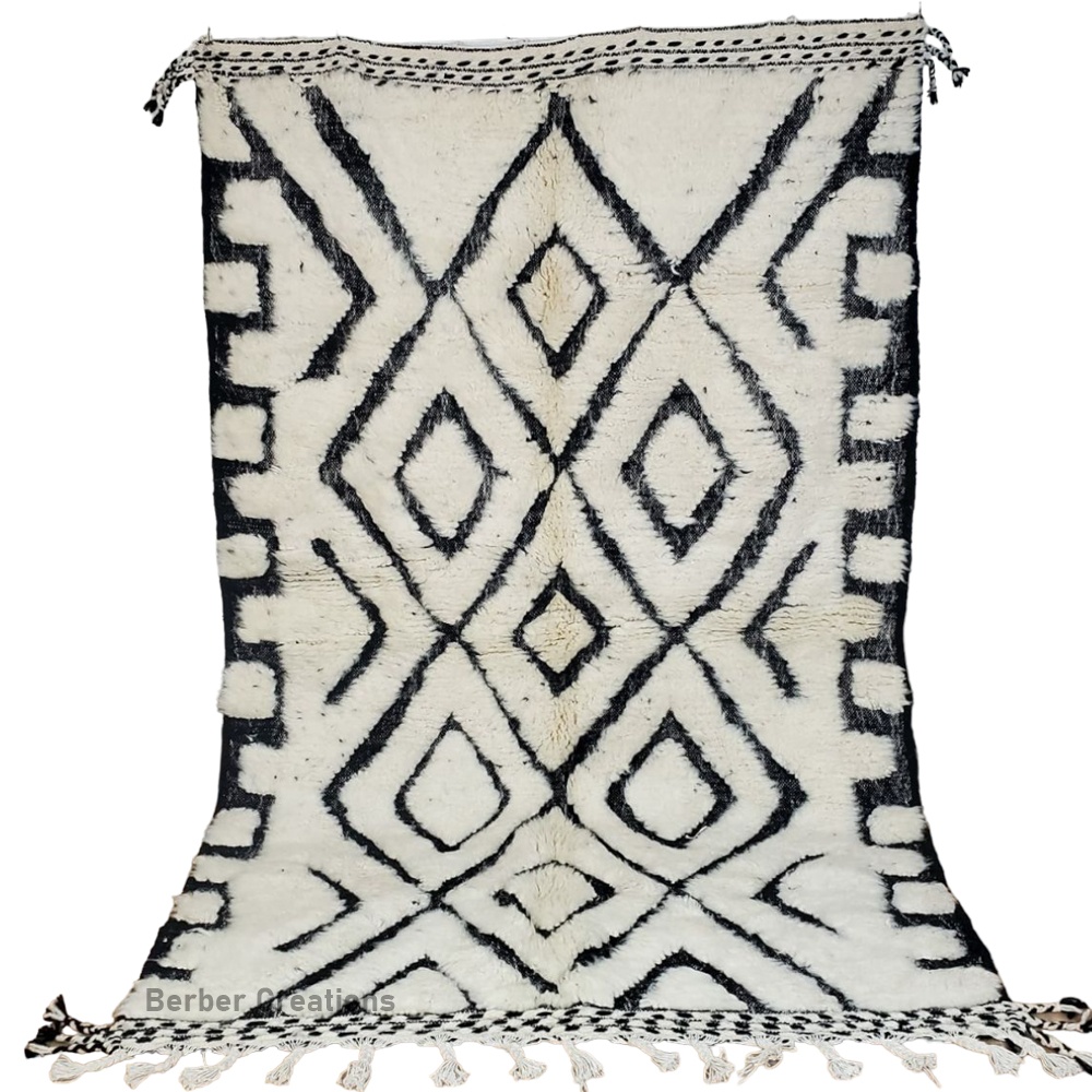 moroccan beni ourain rug black and white