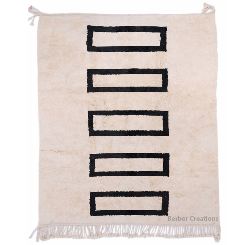 Moroccan beni ourain rug black and white