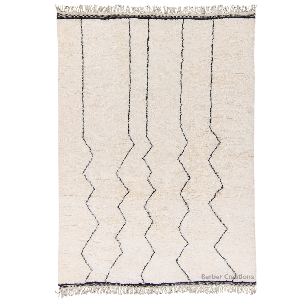 Moroccan beni ourain rug black and white