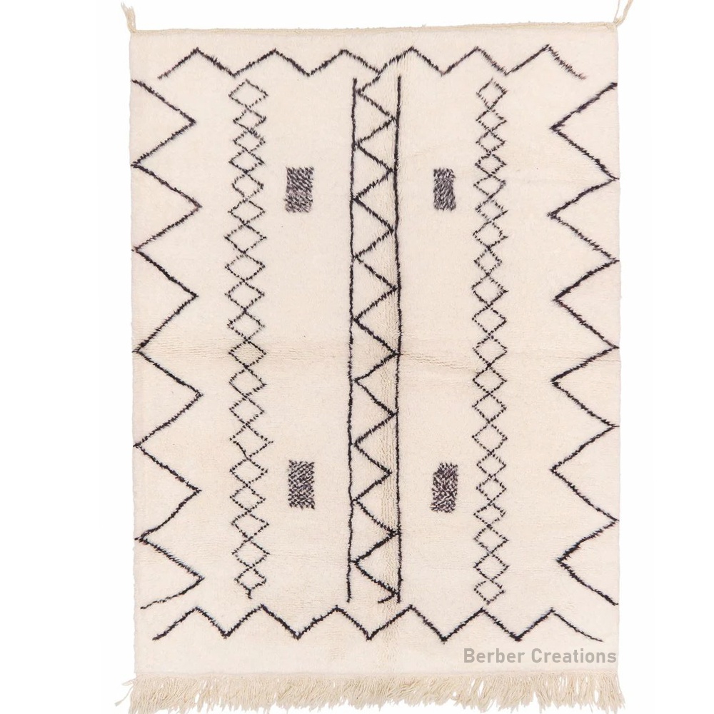 moroccan beni ourain rug black and white