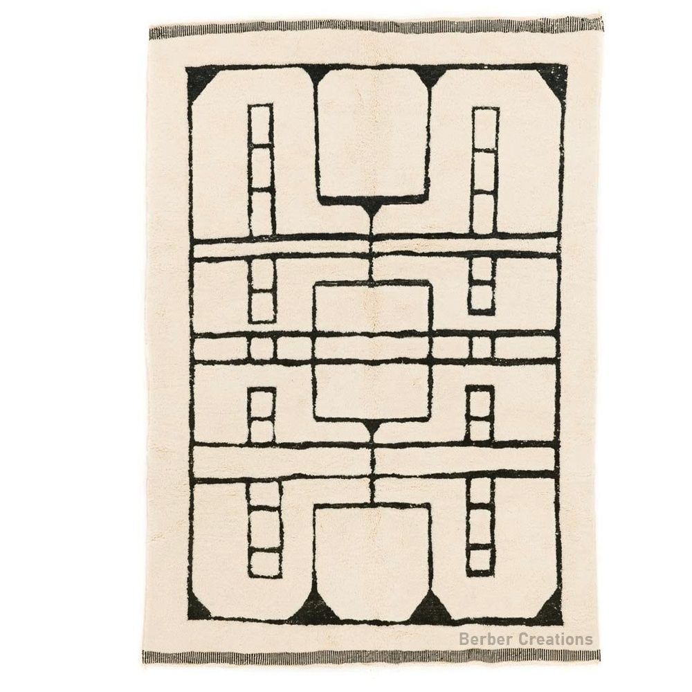 moroccan beni ourain rug black and white