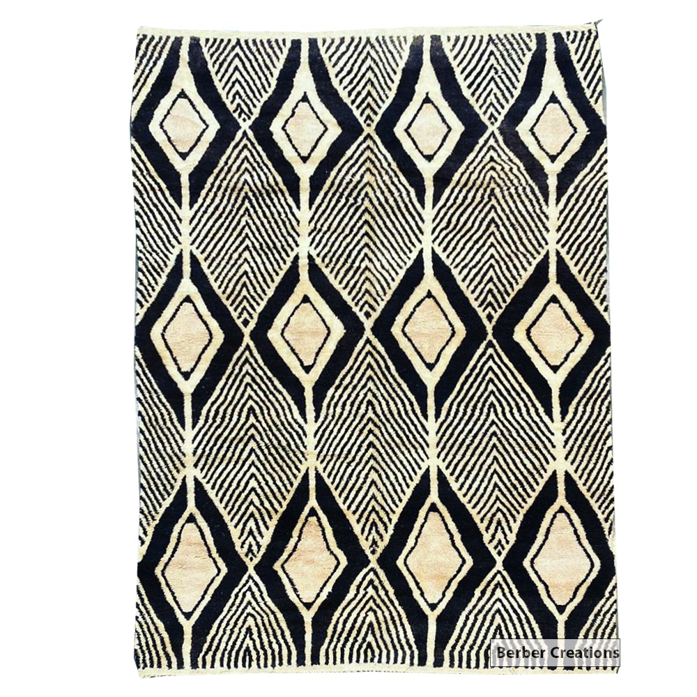 Moroccan beni ourain rug black and white