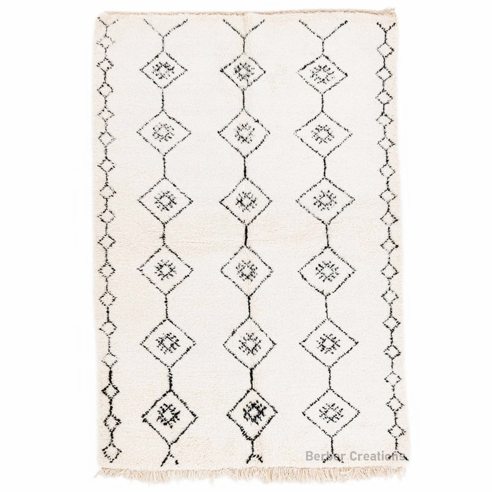 moroccan beni ourain rug black and white