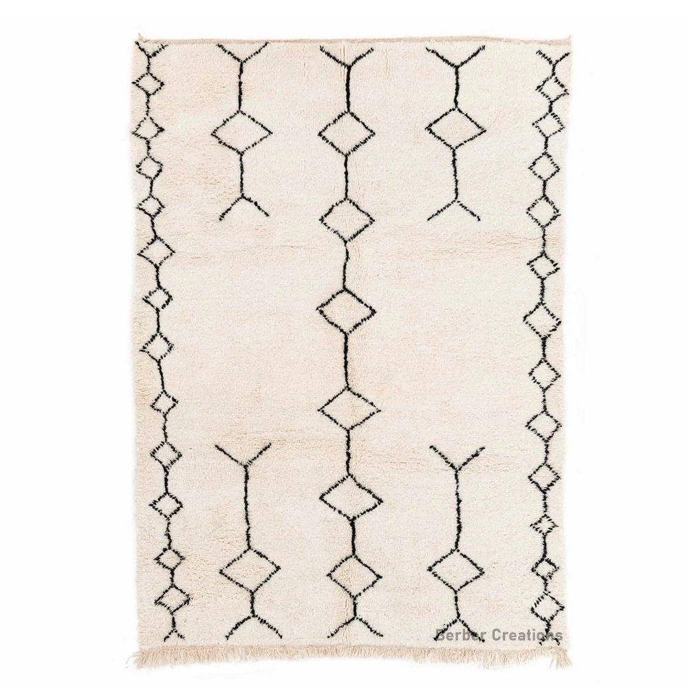 moroccan beni ourain rug black and white