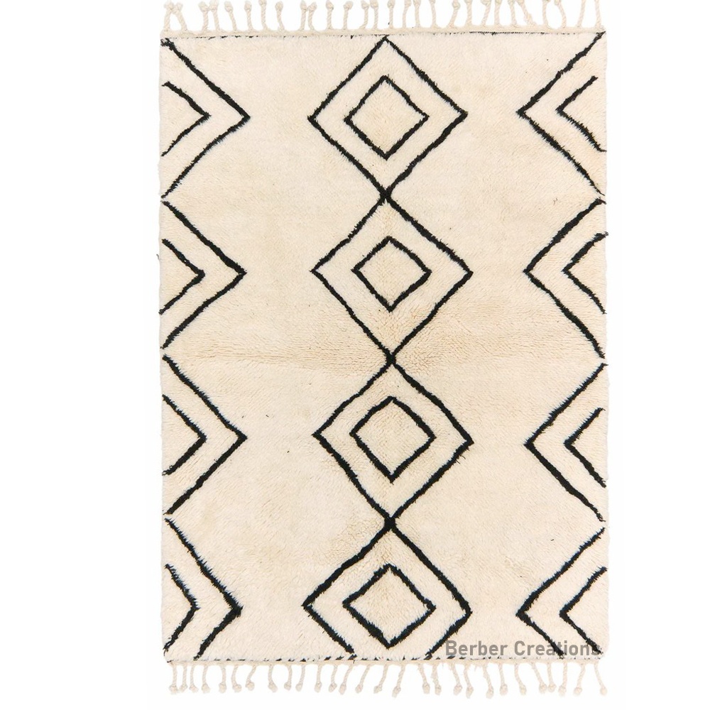 moroccan beni ourain rug black and white