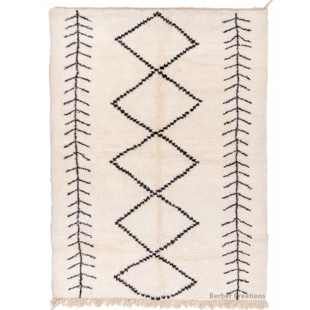 moroccan beni ourain rug black and white tribal style