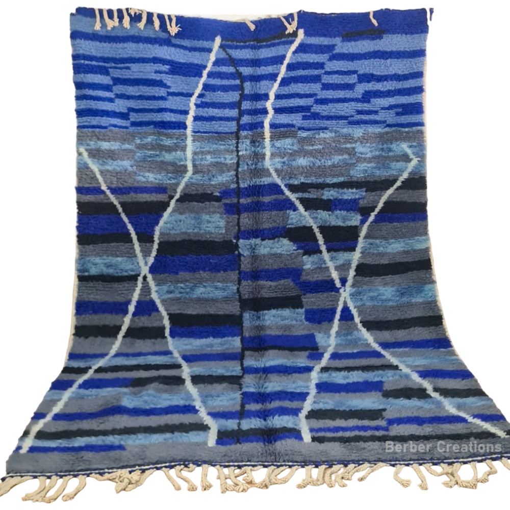 moroccan beni ourain rug blue