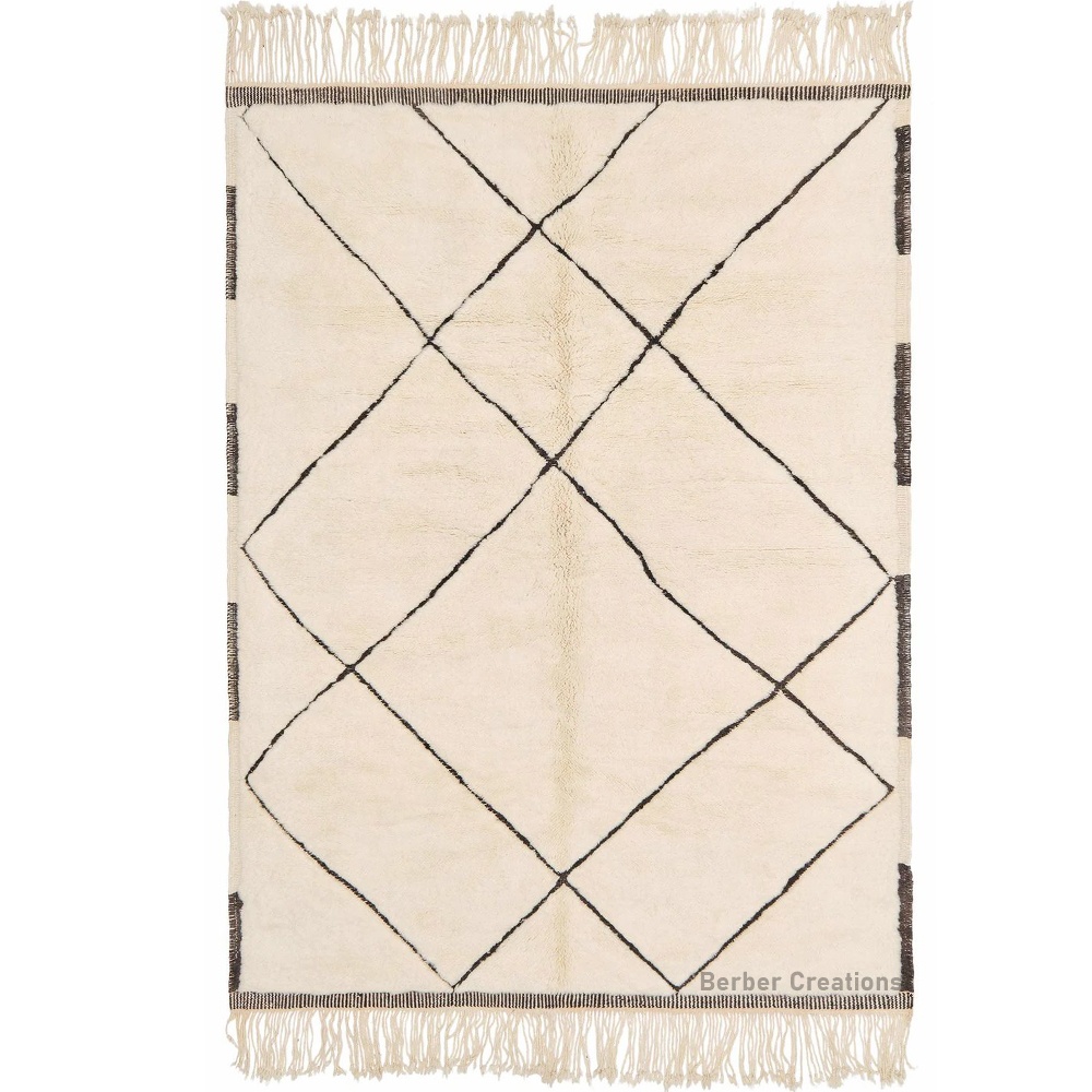 moroccan beni ourain wool rug black and white