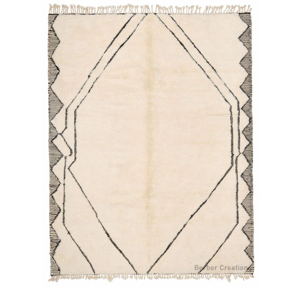 moroccan beni ourain wool rug black and white