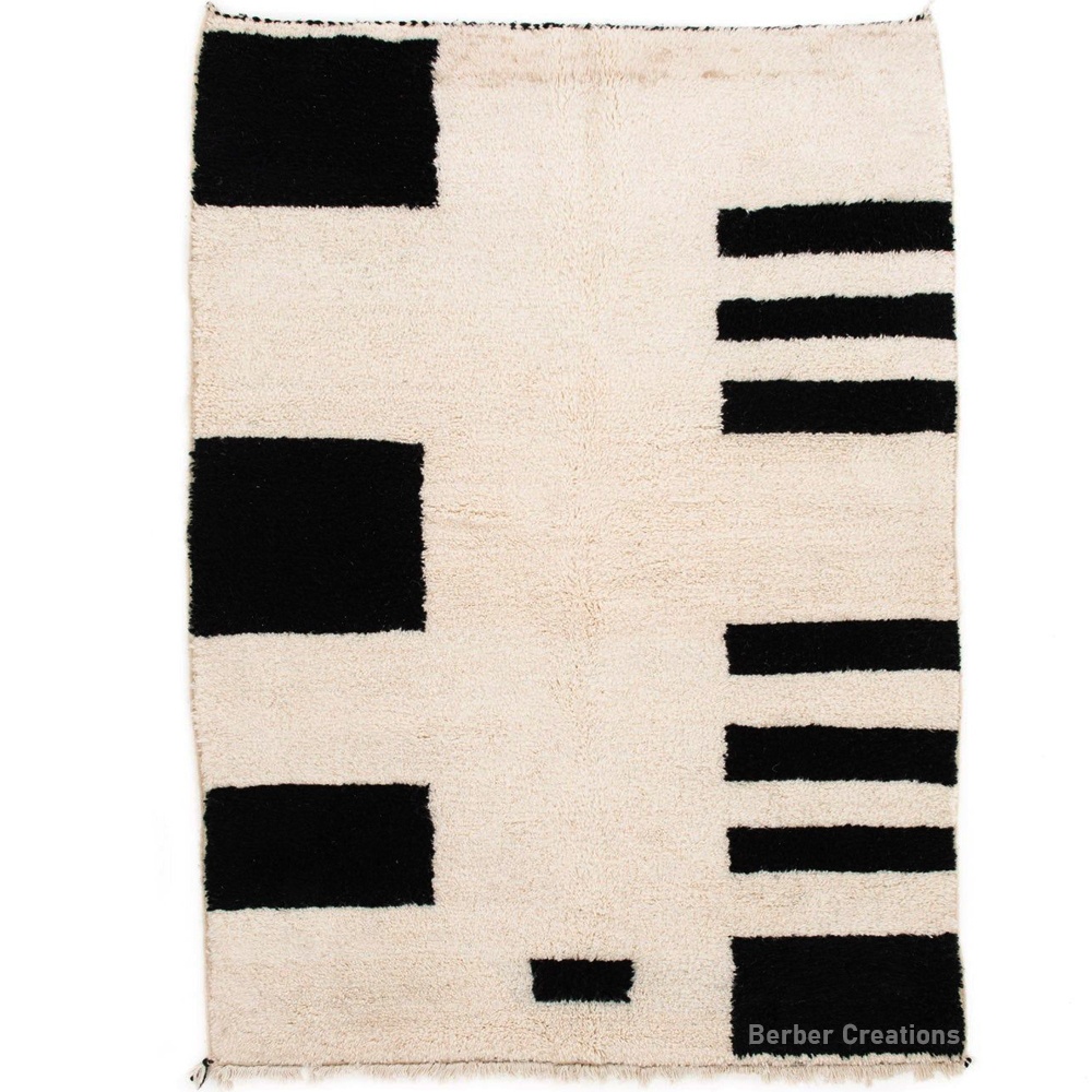 moroccan beni ourain wool rug black and white