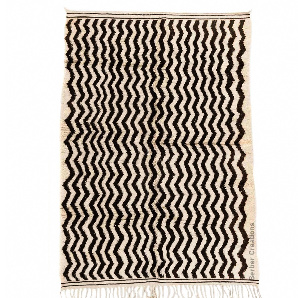 moroccan beni ourain wool rug black and white