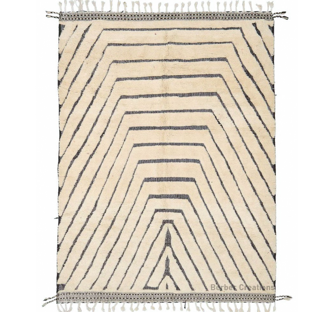 moroccan beni ourain wool rug black and white