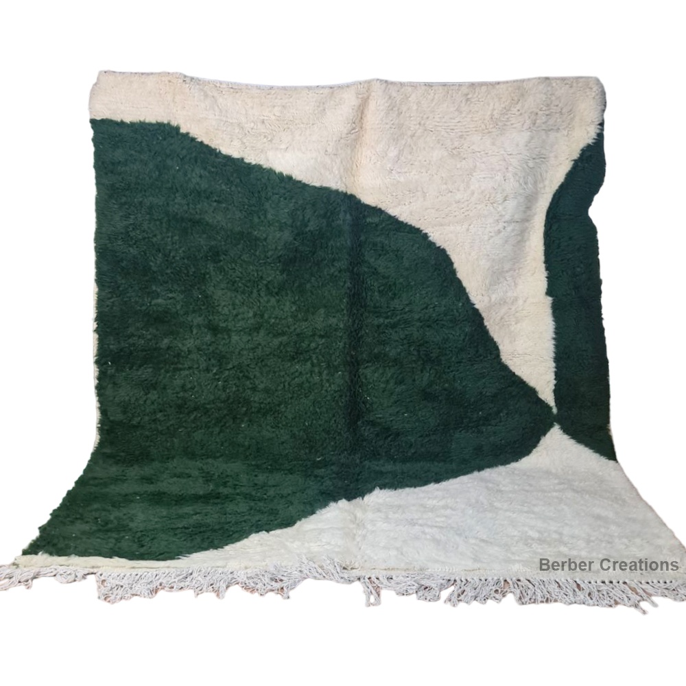 moroccan beni ourain wool rug dark green