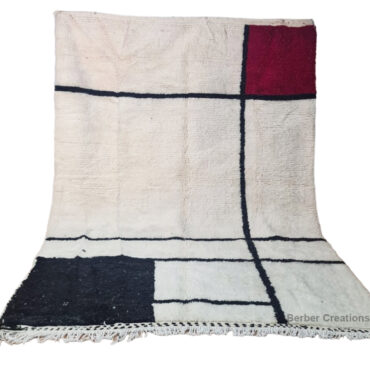 Shag Moroccan Wool Rug Mondrian Style 6.5’x9.8′