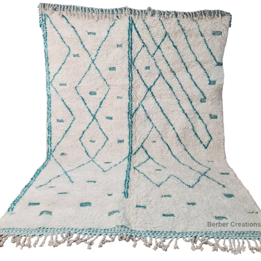 moroccan beni ourain wool rug turquoise