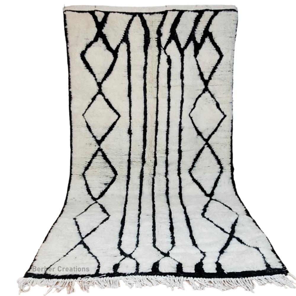 moroccan beni rug black and white